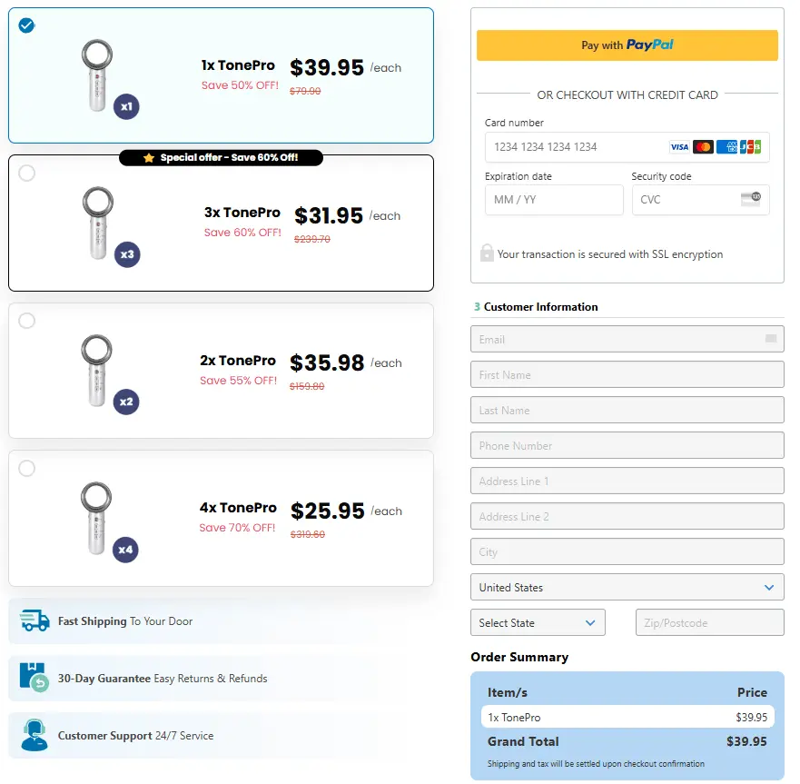 TonePro Checkout Page